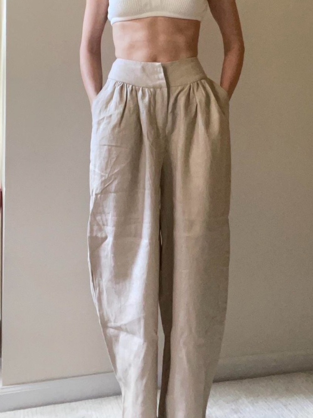 Camila Coelho High-Waist Linen Pants